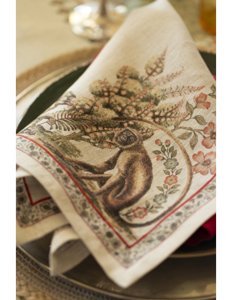 4Dinner - set of linen napkins Mudra printed 46x46 | TESSITURA TOSCANA TELERIE - 5