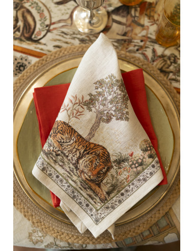 4Dinner - set of linen napkins Mudra printed 46x46 | TESSITURA TOSCANA TELERIE - 6