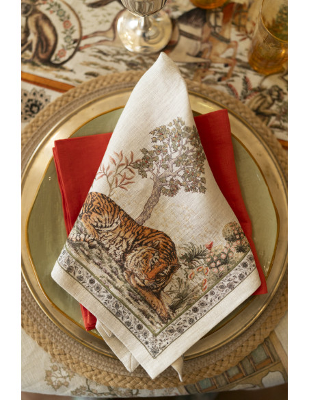 4Dinner - set of linen napkins Mudra printed 46x46 | TESSITURA TOSCANA TELERIE - 6