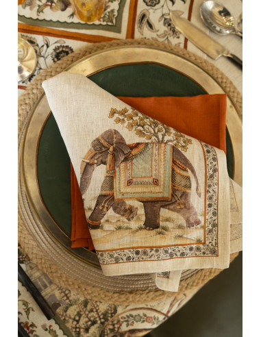4Dinner - set of linen napkins Mudra printed 46x46 | TESSITURA TOSCANA TELERIE - 9