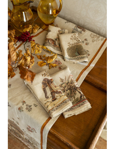 4Dinner - set of linen napkins Mudra printed 46x46 | TESSITURA TOSCANA TELERIE - 2