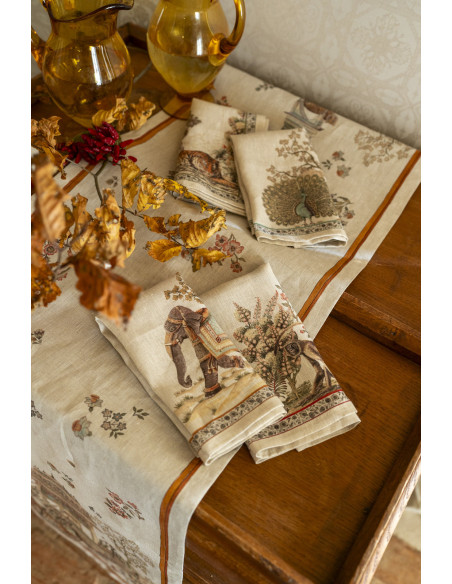 4Dinner - set of linen napkins Mudra printed 46x46 | TESSITURA TOSCANA TELERIE - 2