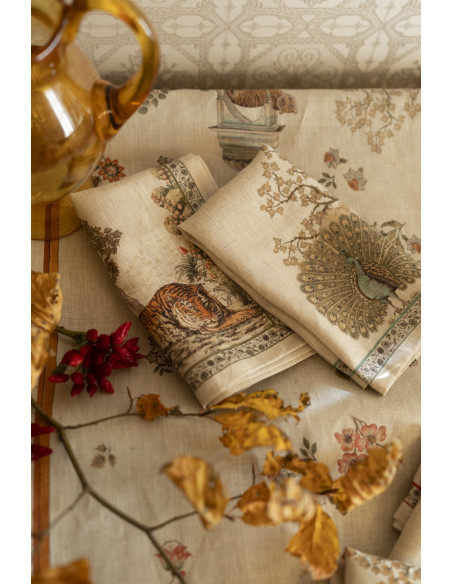 4Dinner - set of linen napkins Mudra printed 46x46 | TESSITURA TOSCANA TELERIE - 3