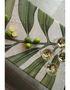 copy of Linen tablecloth with Tuli print, 170x170 | TESSITURA TOSCANA TELERIE - 1 2