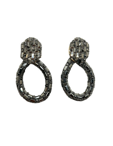 Náušnice štrasové, šedé | LORIANE