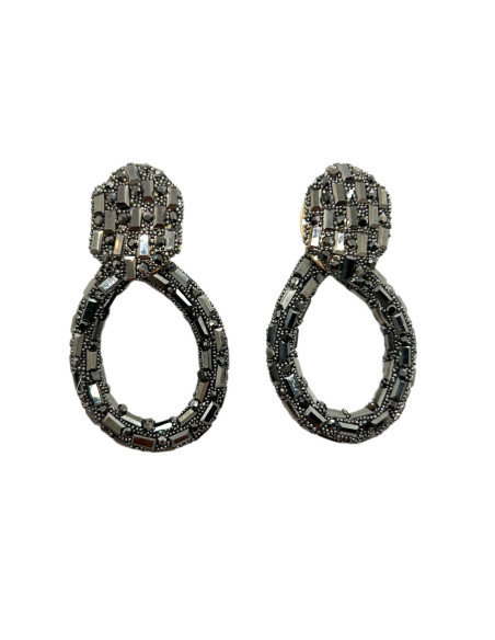 Náušnice štrasové, šedé | LORIANE