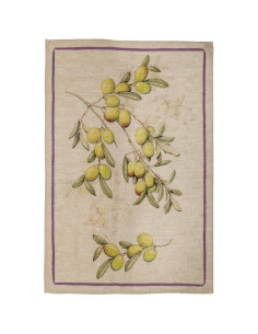 Lněná utěrka Leccino se zelenými olivami | TESSITURA TOSCANA TELERIE