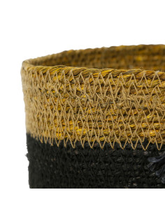 Úložný košík z přírodního materiálu S, khaki / černý | CÔTÉ TABLE - 1 2