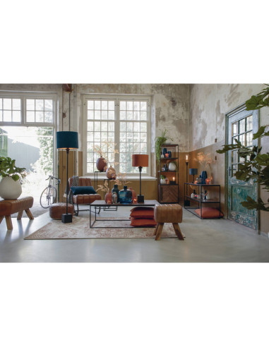 Sametové válcové stínítko ø35cm v modrém odstínu | LIGHT & LIVING b