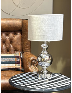 Tvarovaná stolní lampa z kovu ve stříbrné barvě - bez stínítka | LIGHT & LIVING 2