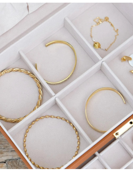 Dvoupatrová šperkovnice se zásuvkou, umělá kůže camel | MAISON SCARLET - 6