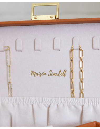 Dvoupatrová šperkovnice se zásuvkou, umělá kůže camel | MAISON SCARLET - 7