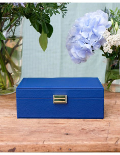 Dvoupatrová šperkovnice z umělé kůže, modrá | MAISON SCARLET