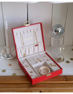 Jewellery box made of red artificial leather | MAISON SCARLET - 1 2
