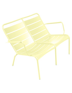 Hliníková nízká lavička Luxembourg Duo | FERMOB frosted lemon