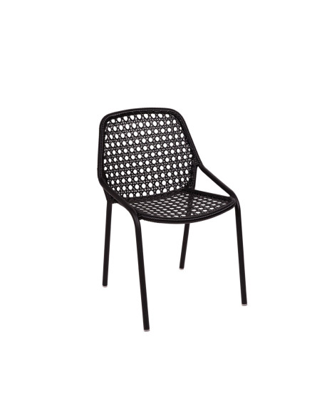 Jídelní židle Croisette s výpletem, hliník | FERMOB liquorice