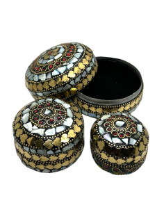 Ozdobná kulatá krabička, mini | dovoz Indie 2