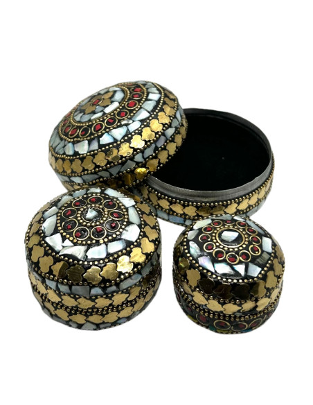 Ozdobná kulatá krabička, malá | dovoz Indie c