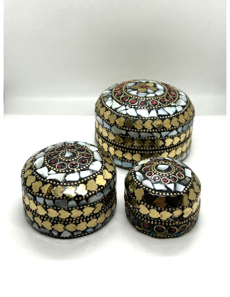 Ozdobná kulatá krabička, malá | dovoz Indie d