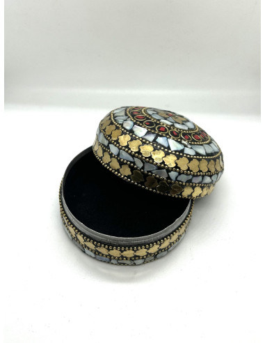 Ozdobná kulatá krabička, střední | dovoz Indie a