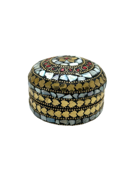 Ozdobná kulatá krabička, střední | dovoz Indie
