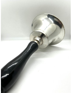 Ruční zvon z alpaky s černou dřevěnou rukojetí | dovoz Indie - 1 2