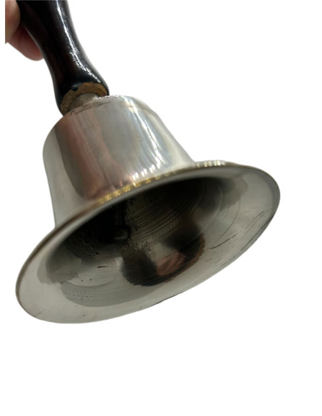 Ruční zvon z alpaky s černou dřevěnou rukojetí | dovoz Indie b