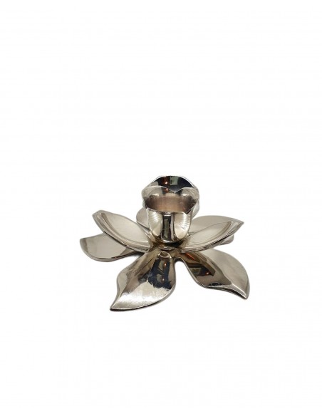 Elegantní svícen z alpaky ve tvaru lotosového květu | dovoz z Indie c