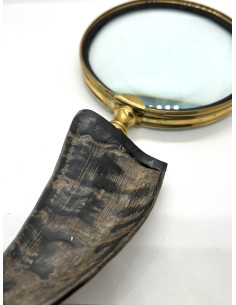 Lupa s mosazným rámečkem a rukojetí z rohu, velká | dovoz Indie 2