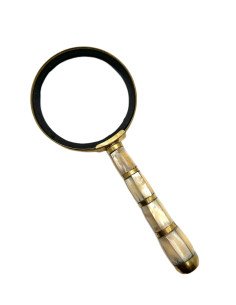 Lupa s rámečkem a rukojetí z perleti a mosazi, střední | dovoz Indie