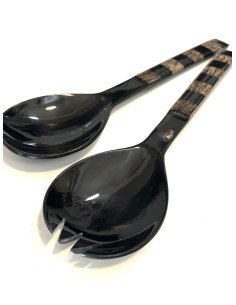 Luxusní salátový set z rohoviny a exotického dřeva | dovoz Indie 2