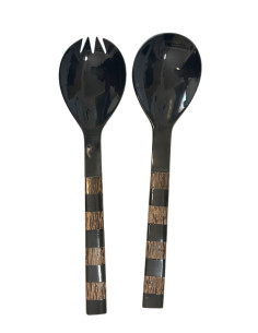 Luxusní salátový set z rohoviny a exotického dřeva | dovoz Indie