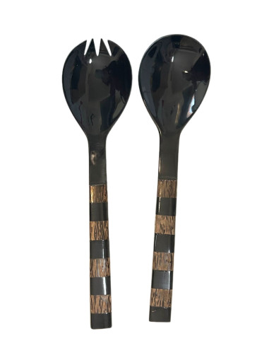 Luxusní salátový set z rohoviny a exotického dřeva | dovoz Indie