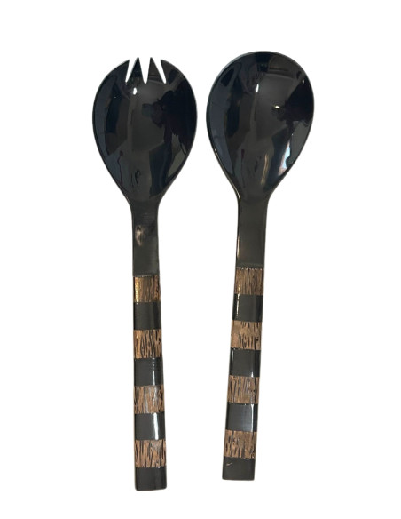 Luxusní salátový set z rohoviny a exotického dřeva | dovoz Indie