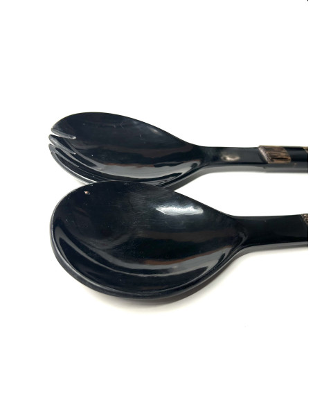 Luxusní salátový set z rohoviny a exotického dřeva | dovoz Indie b