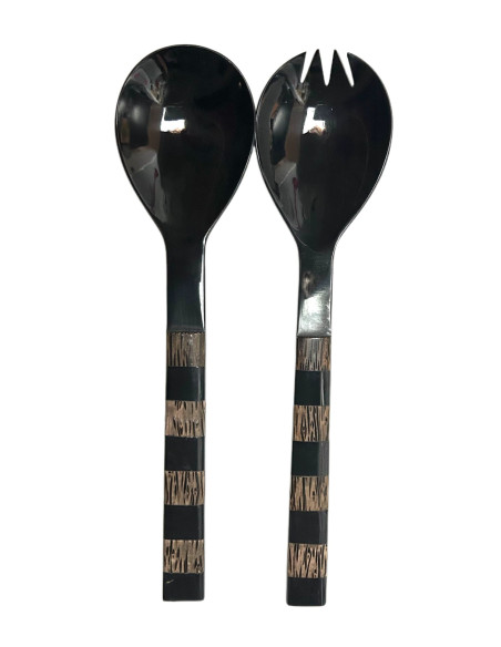 Luxusní salátový set z rohoviny a exotického dřeva | dovoz Indie c