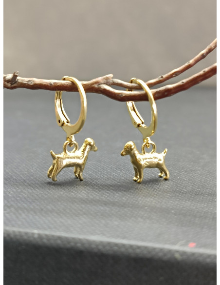 Náušnice s přívěskem psa ve zlatém odstínu | PIOU PIOU - 2