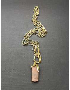 Náhrdelník s přírodním rodonitem, ve zlaté barvě | PIOU PIOU - 1