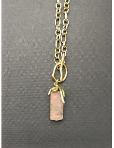 Náhrdelník s přírodním rhodonitem, ve zlaté barvě | PIOU PIOU 2