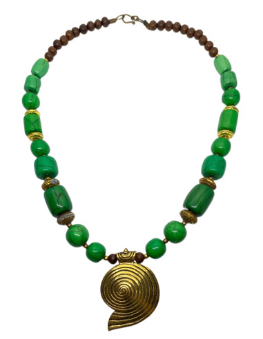 Náhrdelník zelený s ověsem | dovoz Indie