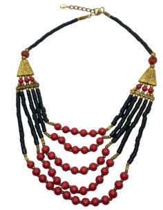 Náhrdelník černo-červený | dovoz Indie
