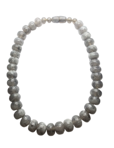 Náhrdelník z kuliček, šedý  | dovoz Indie