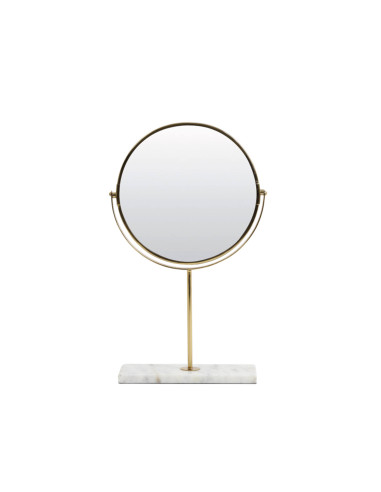 Stolní zrcátko s rámem ve zlatém odstínu a s mramorem | LIGHT & LIVING