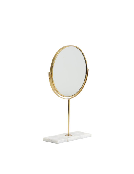 Stolní zrcátko s rámem ve zlatém odstínu a s mramorem | LIGHT & LIVING b