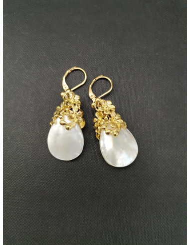 Visací náušnice s motivem květin a s perletí | PIOU PIOU - 2