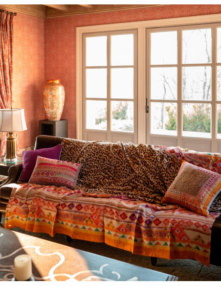 Lněný přehoz s potiskem Jurta 270x280 | TESSITURA TOSCANA TELERIE a