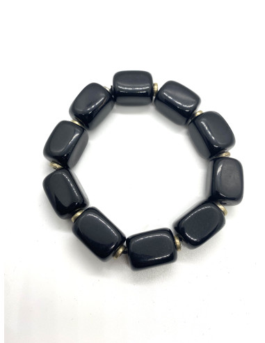 Náramek s hranatými korálky, černý | dovoz Indie