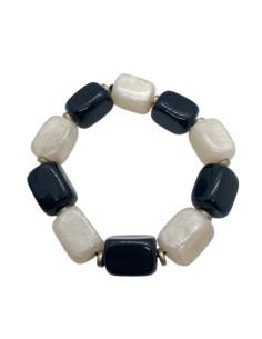 Náramek s hranatými korálky, černo-bílý | dovoz Indie