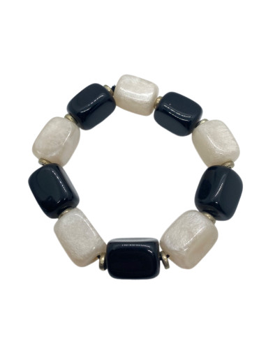 Náramek s hranatými korálky, černo-bílý | dovoz...