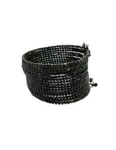 Víceřadý korálkový náramek, černý | dovoz Indie